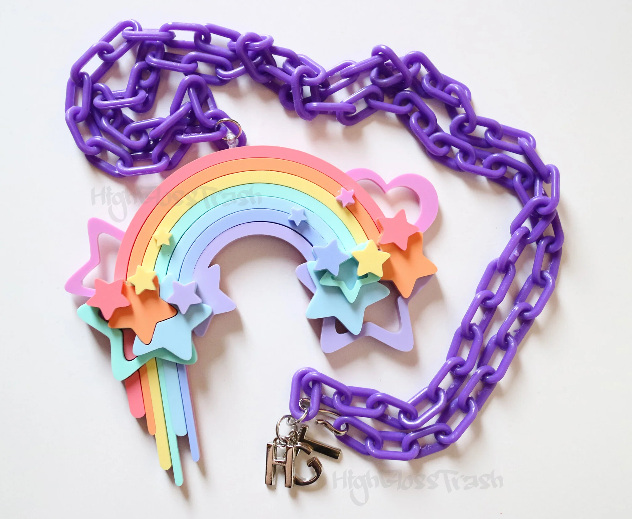 Deep Purple Chunky Chain Pastel Rainbow Necklace High Gloss Trash